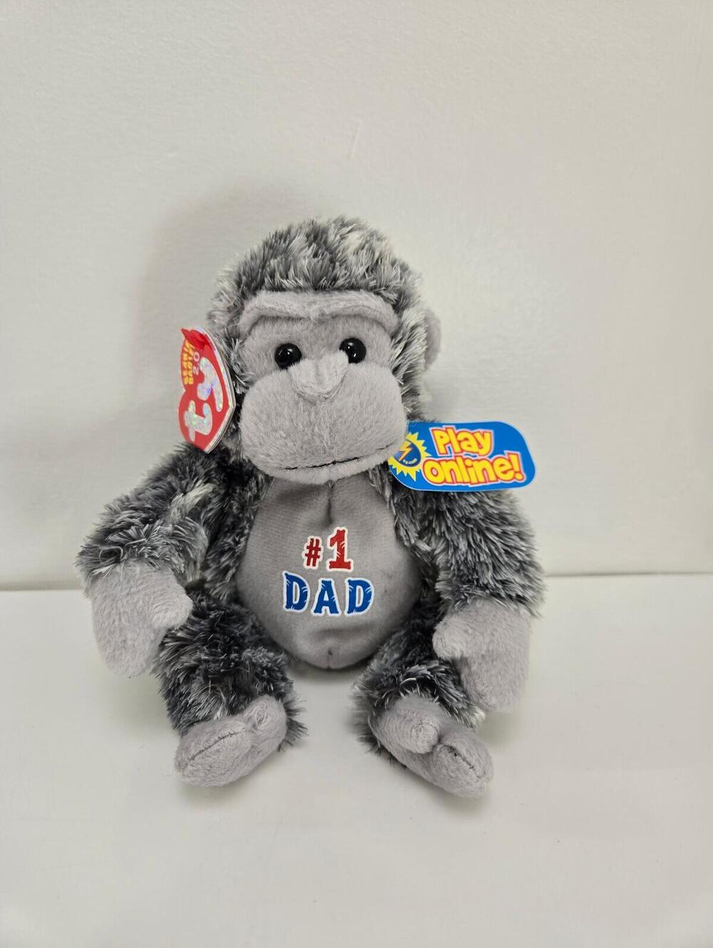Ty Beanie Baby 2.0 - Pops the Fathers Day Gorilla - #1 Dad Engraved (8 inch)